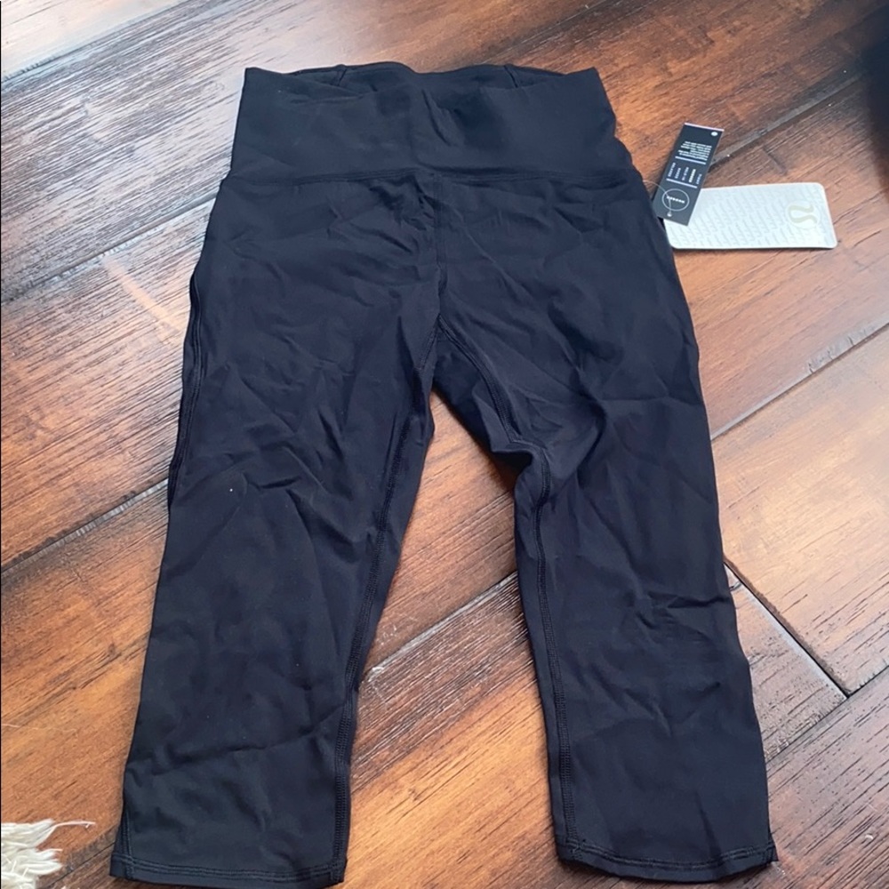 Black Train Times Crop Lululemon Leggings